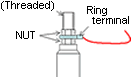 Screwed wiring with a ring terminal or a spade terminal
